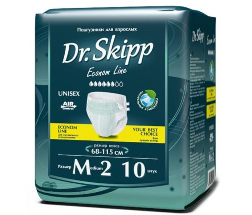 Подгузники для взрослых Dr. Skipp Econom Line р-р М-2, 10 шт.