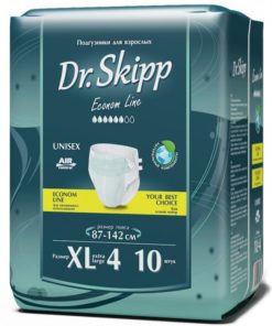 Подгузники для взрослых Dr. Skipp Econom Line, размер XL-4 (87 - 142 см), 10 шт.
