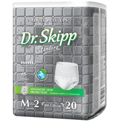 Белье впитывающее д/взрослых Dr. Skipp Standard, р-р М-2 (80-120см), 20 шт.