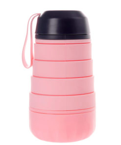 Силиконовая складная бутылка с отсеком для таблеток, бирюзовая, розовая BRADEX KZ 0656, KZ 0657